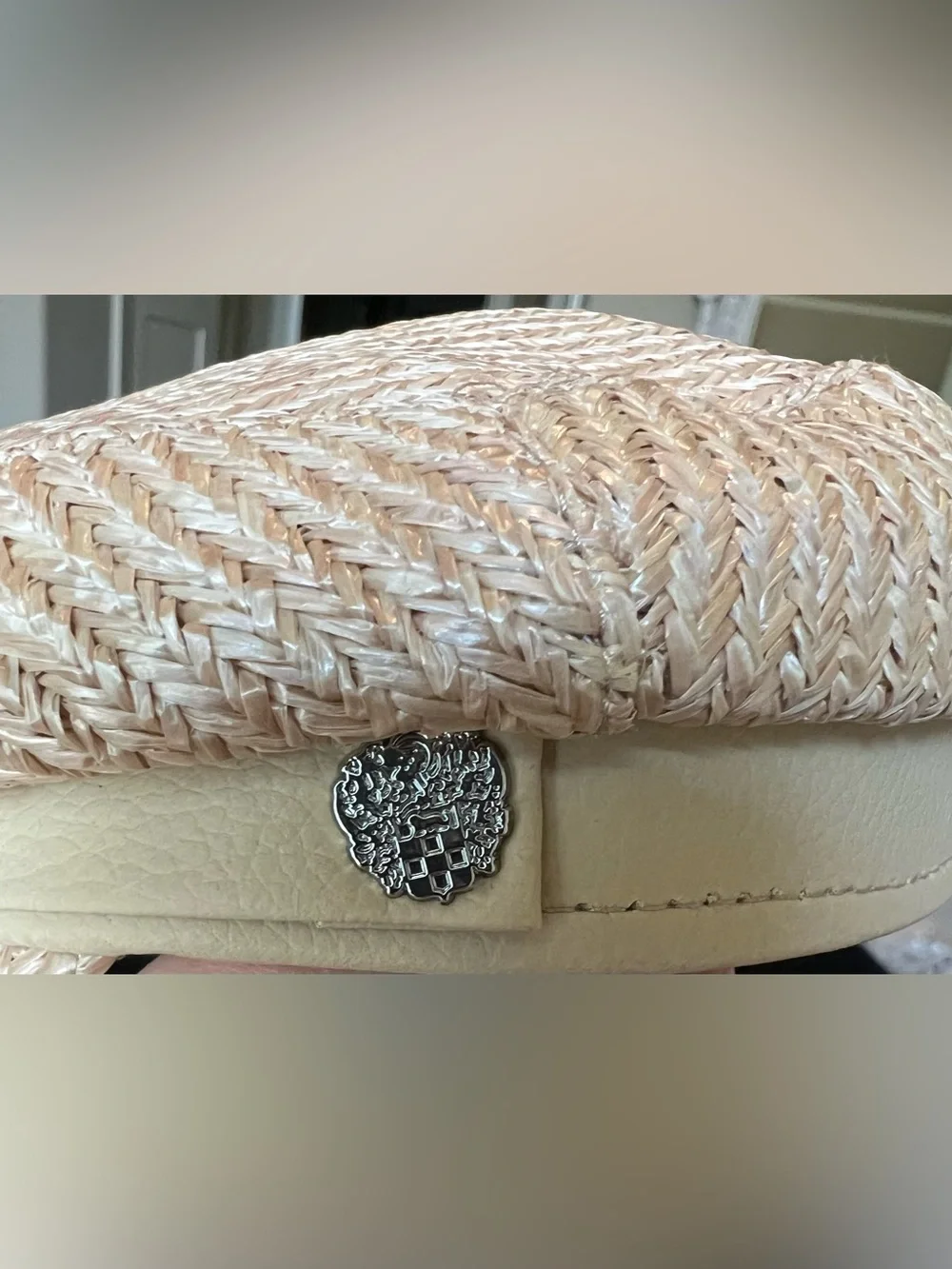Vince Camuto OS Coated Paper Braided Natural Straw Baker Boy Cap